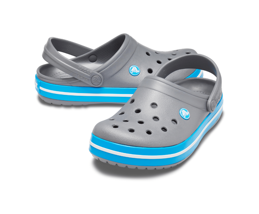 CROCS CROCBAND GRIS AVEC BANDE BLEU